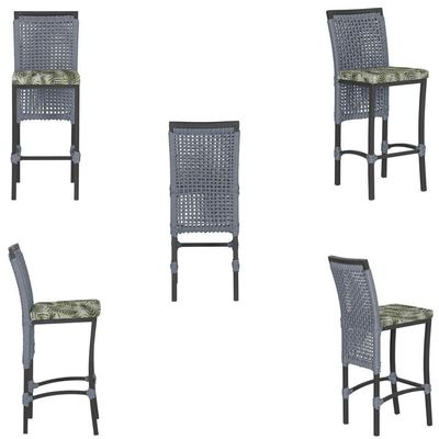 Mesa Bistrô 2 Banquetas Roma Preta Náutica Estofado 5 Trama Prata