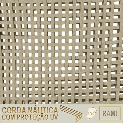 Mesa Bistrô E 4 Banquetas Roma Marrom Corda Estofado 8 Trama Rami