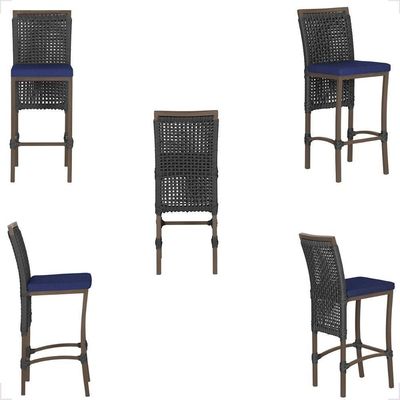 Mesa Bistro E 4 Banquetas Roma Marrom, Corda Náutica 10 Preta