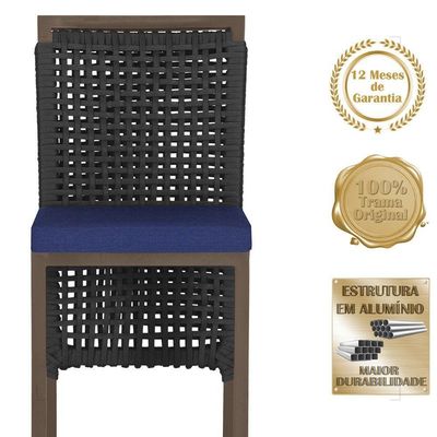 Mesa Bistro E 4 Banquetas Roma Marrom, Corda Náutica 10 Preta