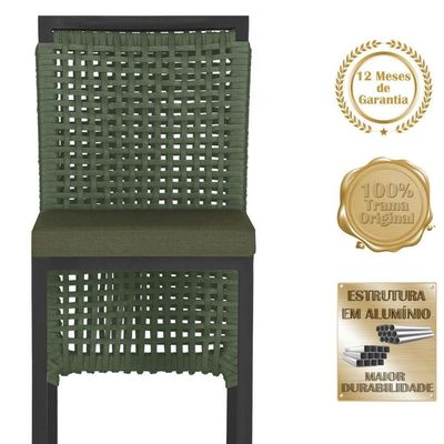 Mesa Bistro E 2 Banquetas Roma Preta Corda Náutica 13 Trama Verde