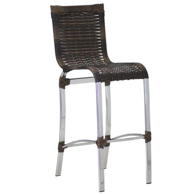4 Banquetas Haiti + Mesa Bistrô Alumínio Com Tampo Tramado Argila