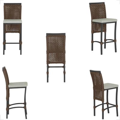 Mesa Bistrô Com 4 Banquetas Roma Preta Corda Náutica 3 Trama Marrom