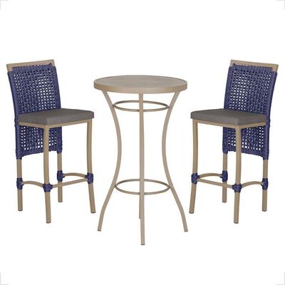 Mesa Bistro E 2 Banquetas Roma Fendi Corda Náutica 11 Azul