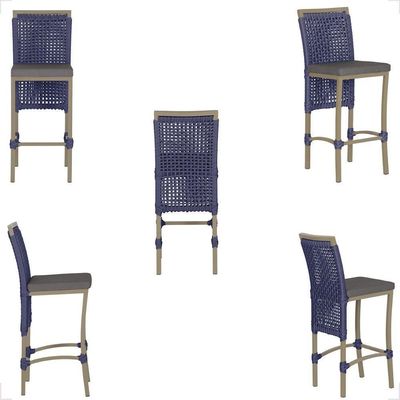 Mesa Bistro E 2 Banquetas Roma Fendi Corda Náutica 11 Azul
