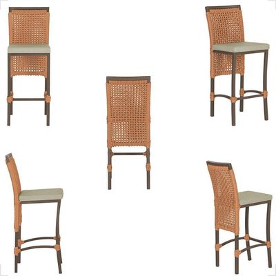 Mesa Bistrô E 2 Banquetas Roma Marrom Corda Estofado 7 Trama Terra Cota