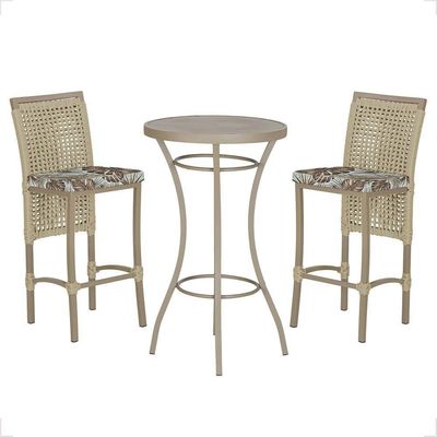 Mesa Bistrô E 2 Banquetas Roma Fendi Corda Estofado 5 Trama Rami