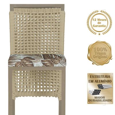 Mesa Bistrô E 2 Banquetas Roma Fendi Corda Estofado 5 Trama Rami