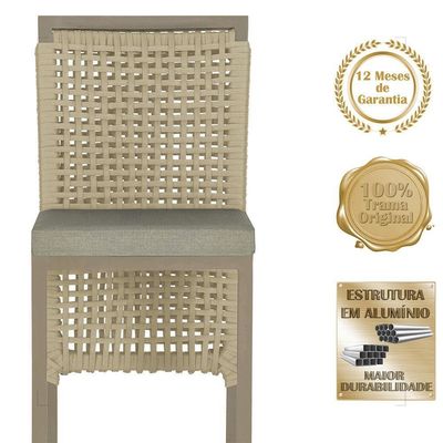 Mesa Bistrô E 4 Banquetas Roma Fendi Corda Estofado 8 Trama Rami