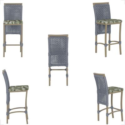 Mesa Bistrô 2 Banquetas Roma Corda Náutica Estofado 5 Trama Prata