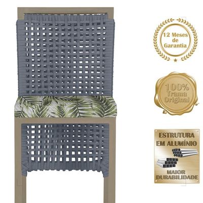 Mesa Bistrô 2 Banquetas Roma Corda Náutica Estofado 5 Trama Prata