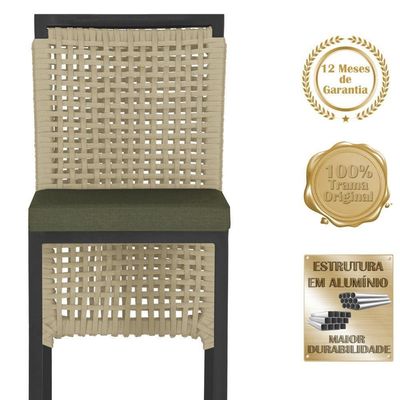 Mesa Bistro E 2 Banquetas Roma Preta Corda Náutica 13 Trama Rami
