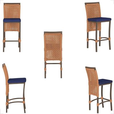 Mesa Bistrô 2 Banquetas Roma Marrom Corda Estofado 10 Trama Terra Cota