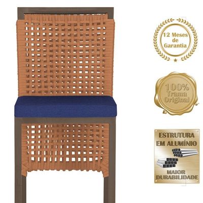 Mesa Bistrô 2 Banquetas Roma Marrom Corda Estofado 10 Trama Terra Cota