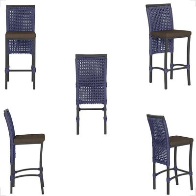 Mesa Bistrô E 2 Banquetas Roma Preta Corda Estofado 9 Trama Azul
