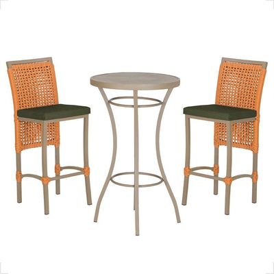Mesa Bistro E 2 Banquetas Roma Fendi Corda Náutica 13 Terra Cota