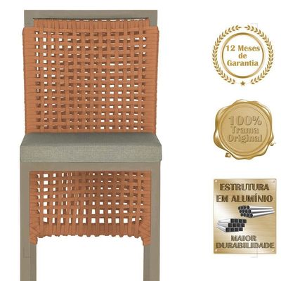 Mesa Bistrô E 4 Banquetas Roma Fendi Corda Estofado 8 Trama Terra Cota