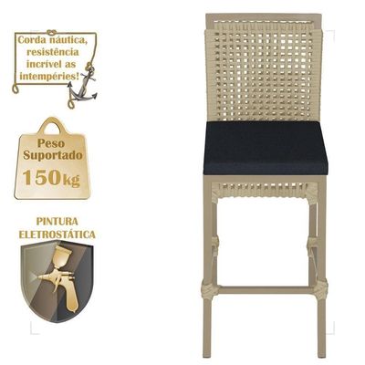 Mesa Bistro E 2 Banquetas Roma Fendi Corda Náutica 12 Rami