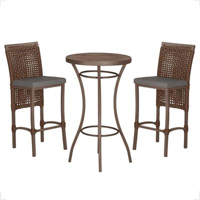 Mesa Bistro E 2 Banquetas Roma Marrom Corda Náutica 11 Marrom