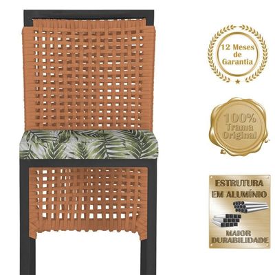 Mesa Bistrô 2 Banquetas Roma Preta Náutica Estofado 5 Trama Terra Cota