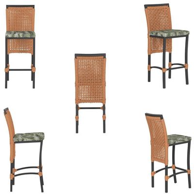 Mesa Bistrô 2 Banquetas Roma Preta Náutica Estofado 5 Trama Terra Cota