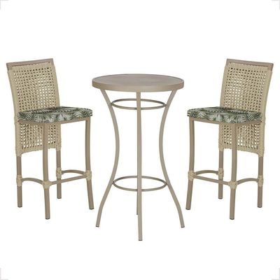 Mesa Bistrô 2 Banquetas Roma Corda Náutica Estofado 5 Trama Rami