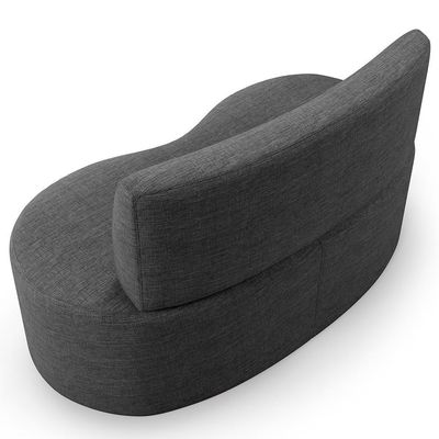 Sofá 2 Lugares Orgânico Para Sala De Estar Living Larissa L02 Linho Cinza Escuro- Lyam Decor
