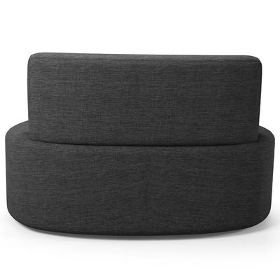 Sofá 2 Lugares Orgânico Para Sala De Estar Living Larissa L02 Linho Cinza Escuro- Lyam Decor