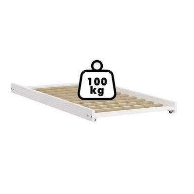 Cama Auxiliar Solteiro Madeira Maciça 715b Branco Lavado Marjori Branco Lavado