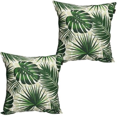 2 Almofadas Cheias P/ Sofá Decorativas Impermeáveis Pequena Floral Verde