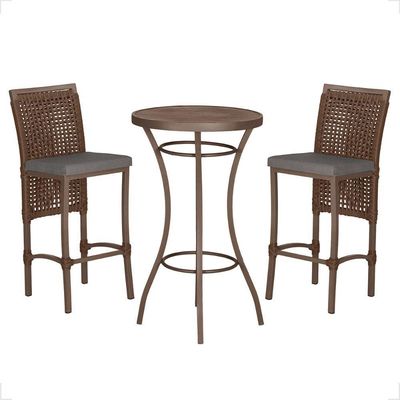 Mesa Bistro E 2 Banquetas Roma Marrom Corda Náutica 11 Marrom