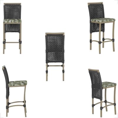 Mesa Bistrô E 4 Banquetas Roma Fendi Corda Estofado 5 Trama Preto