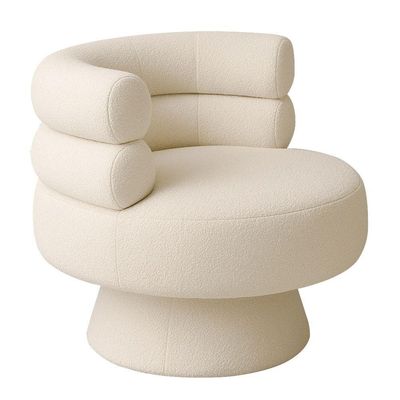 Poltrona Orgânica Mabel Base Giratória Bouclé Off White - Nexta Casa
