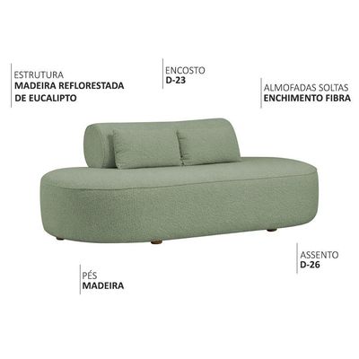Sofá Orgânico Horizonte 3 Lugares 210cm Bouclé Verde Claro - Nexta Casa