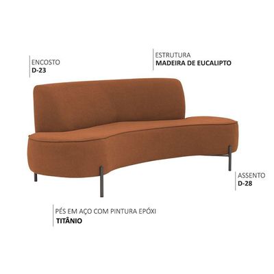 Sofá Orgânico 2 Lugares 150cm Argos Pés Titânio Linho Terracota - Nexta Casa