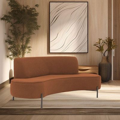 Sofá Orgânico 2 Lugares 150cm Argos Pés Titânio Linho Terracota - Nexta Casa