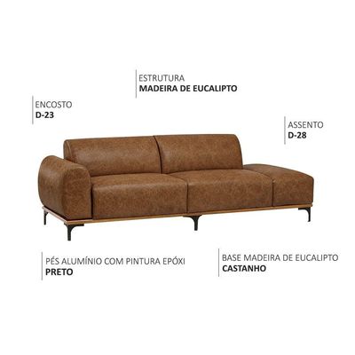 Sofá Living Unne 3 Lugares 180cm Terminal Esq. Corano Caramelo - Nexta Casa