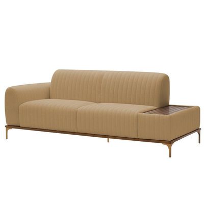 Sofá Molino 3 Lugares 210cm C/mesa Auxiliar Esquerdo Pés Ouro.f Bouclé Camel - Nexta Casa