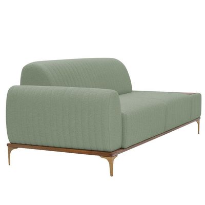 Sofá Molino 3 Lugares 210cm C/mesa Auxiliar Esquerdo Pés Ouro.f Bouclé Verde Claro - Nexta Casa