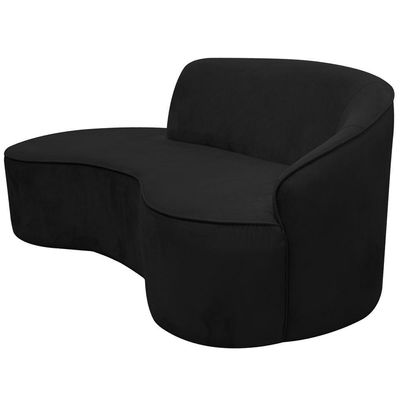 Sofá Curvo 02 Lugares 150cm Eron Braço Esquerdo Veludo Preto - Nexta Casa