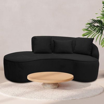 Sofá Curvo 02 Lugares 150cm Eron Braço Esquerdo Veludo Preto - Nexta Casa