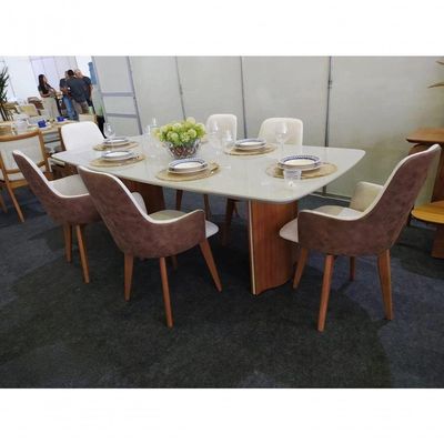 Sala De Jantar Vidro 6 Cadeiras 2,0x1,0 River Requinte Salas