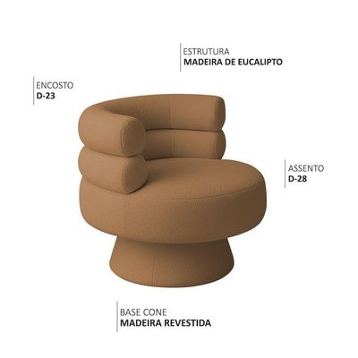 Poltrona Orgânica Mabel Base Giratória Bouclé Terracota - Nexta Casa