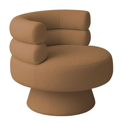 Poltrona Orgânica Mabel Base Giratória Bouclé Terracota - Nexta Casa