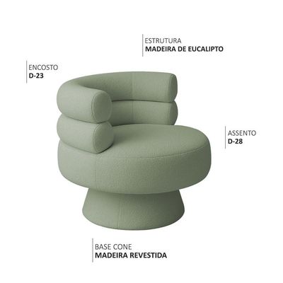 Poltrona Orgânica Mabel Base Fixa Bouclé Verde Claro - Nexta Casa