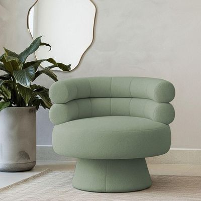 Poltrona Orgânica Mabel Base Fixa Bouclé Verde Claro - Nexta Casa