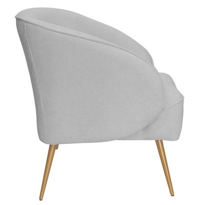 Poltrona Para Sala De Estar Agnes Pés Aço Ouro Fosco Bouclé Cinza Claro - Nexta Casa