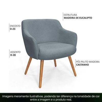 Poltrona Decorativa Jade Pés Palito Castanho Bouclé Azul Claro - Nexta Casa