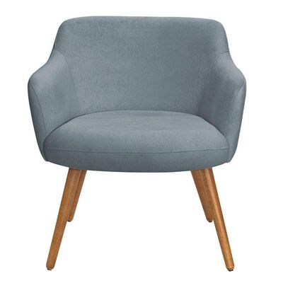 Poltrona Decorativa Jade Pés Palito Castanho Bouclé Azul Claro - Nexta Casa