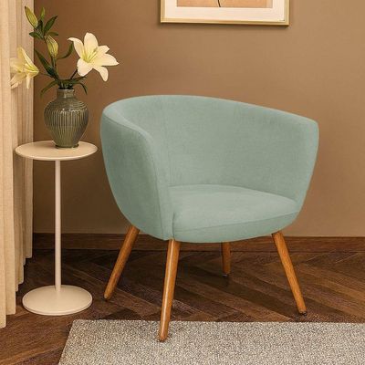 Poltrona Decorativa Isis Pés Palito Castanho Bouclé Verde Claro - Nexta Casa